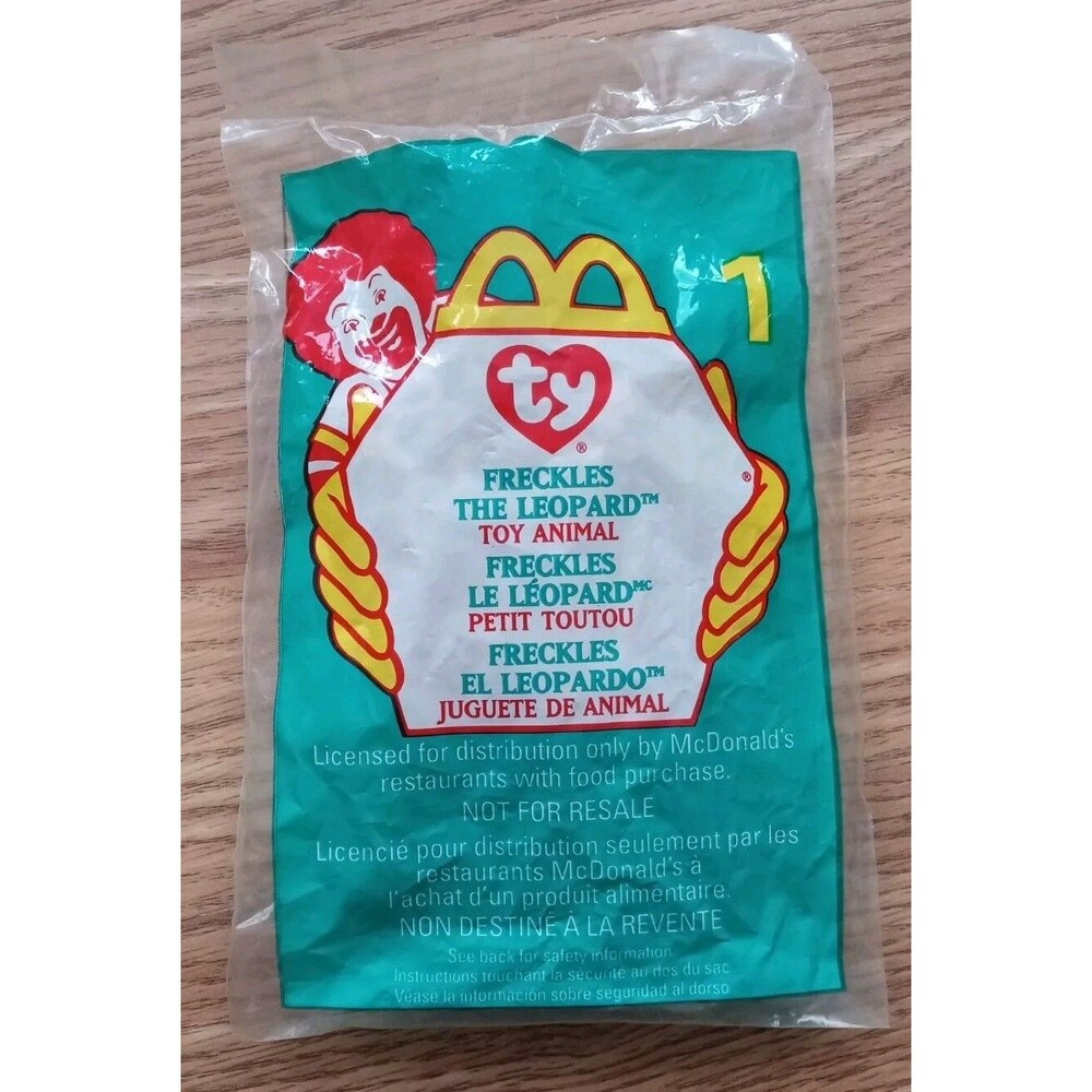 McDonald's Happy Meal Toy TY Teenie Beanie Baby Freckles the Leopard #1 NEW